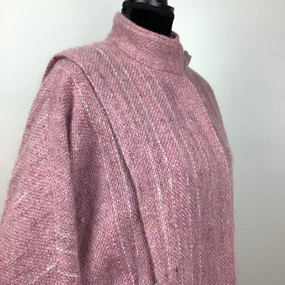 VINTAGE HANDWOVEN WOOL MOHAIR PINK JACKET By JANET KNIGHT S - Picture 6 of 16